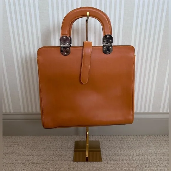 Nardelli Genuine Leather Made in Italy Orange Leather Top Handle Handbag - Picture 1 of 11